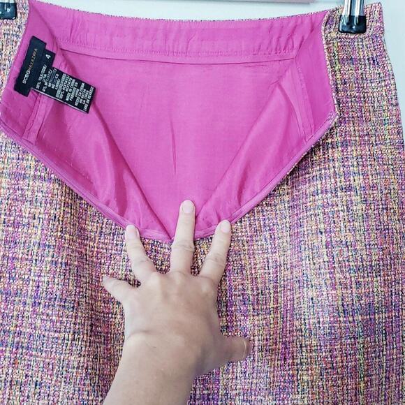 BCBGMAXAZRIA Tweed Silk & Metallic Blend Skirt Barbie Style Business/Career SZ 4 - Picture 8 of 8